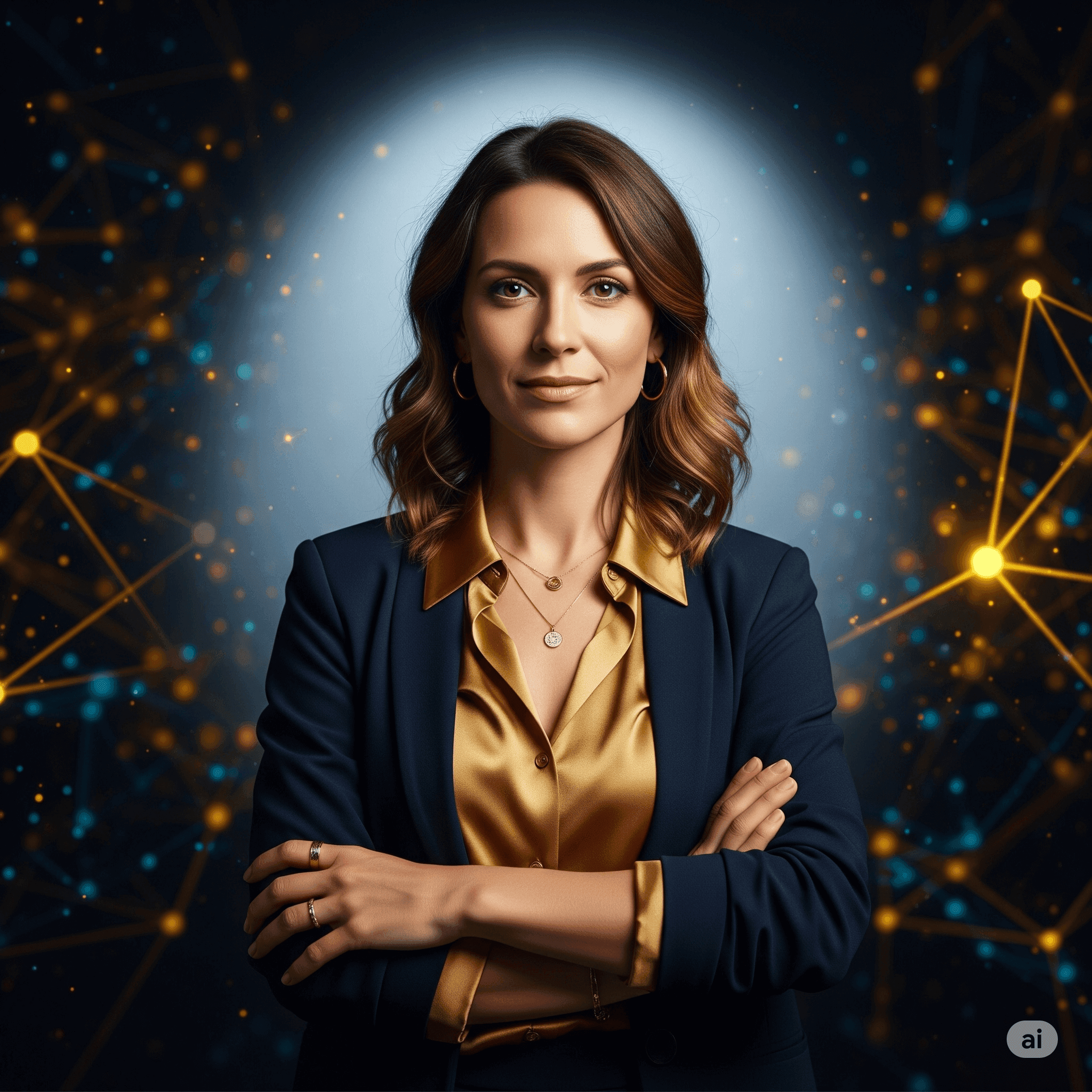 Emprendedora exitosa con una luz de fondo, representando uno de los ejemplos de marca personal exitosa en el mundo digital.