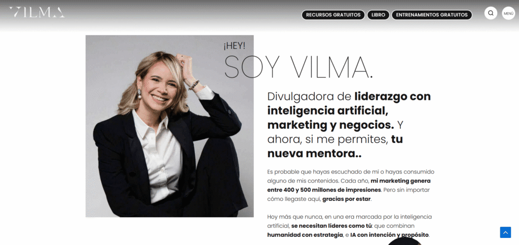 Vilma Núñez, experta en marketing digital y ejemplo de marca personal exitosa en el mercado hispano.
