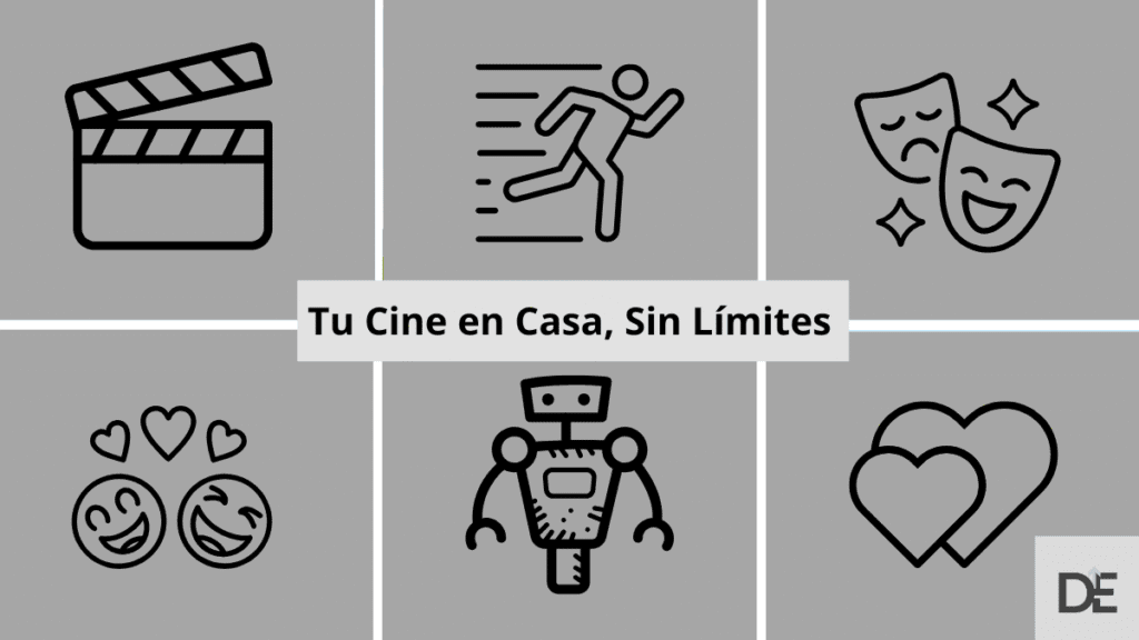 Un mosaico de géneros de cine que sirve como ejemplo de la propuesta de valor de Netflix sobre contenido ilimitado.
